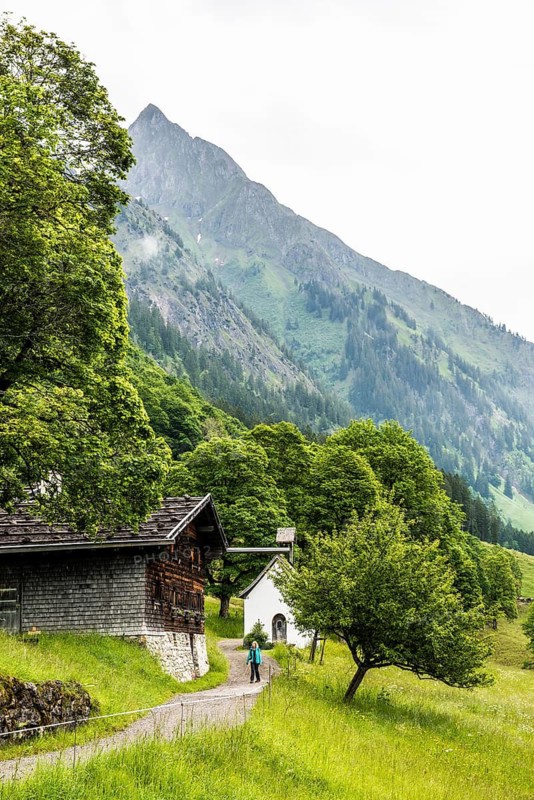 Mountain farming village, Gerstruben, Dietersbachtal, near Oberstdorf, Allgäu Alps, Allgäu, Bavaria, Germany