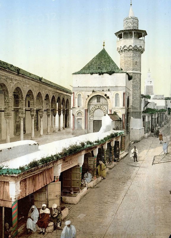 Sadiky Hospital, Tunis, Tunisia, c. 1895, Historical, digitally restored reproduction from a 19th century original, Record date not stated