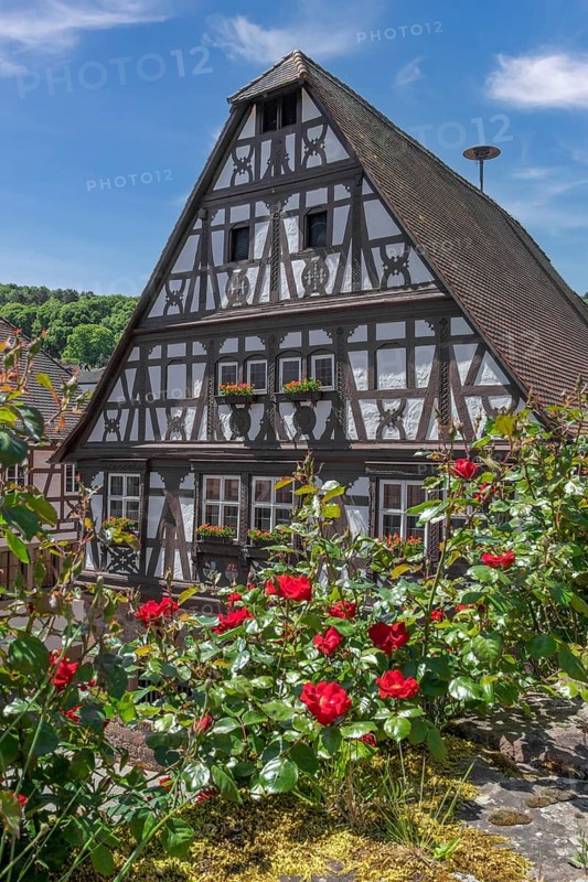 Half-timbered town hall Dörrenbach, Pfälzerwald nature park Park, Palatinate, Rhineland-Palatinate, Germany