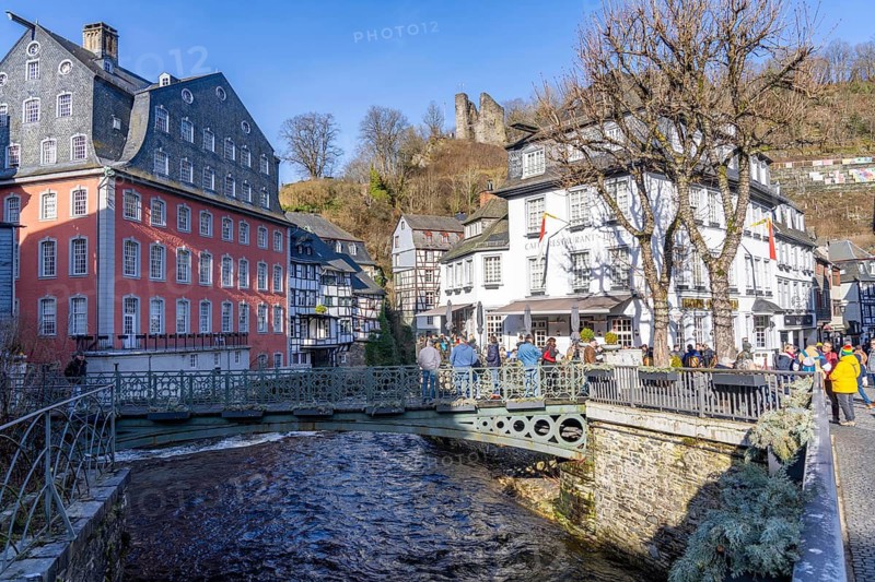 Monschau, Old Town, Eifel, Red House, River Rur, North Rhine-Westphalia, Germany