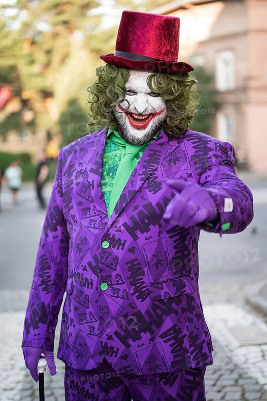BOLKOW, POLAND - JULY 14, 2023: An unidentified participant of the Castle Party on the street in town. Castle Party is a dark independent festival.