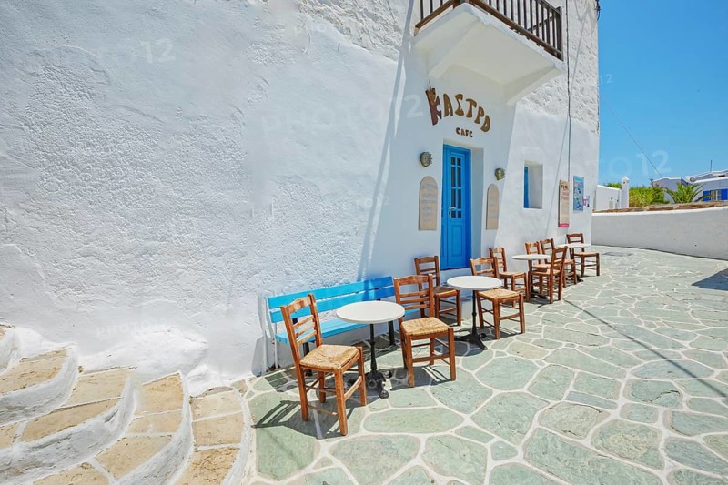 Outdoor cafe, Chora, Folegandros Island, Cyclades Islands, Greece