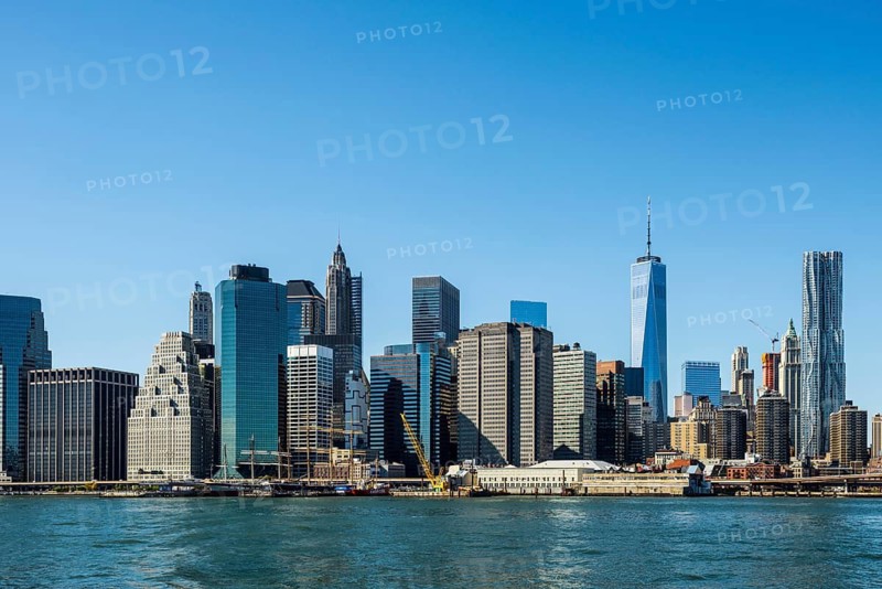 Skyscrapers on the waterfront, Manhattan, New York City, New York, USA