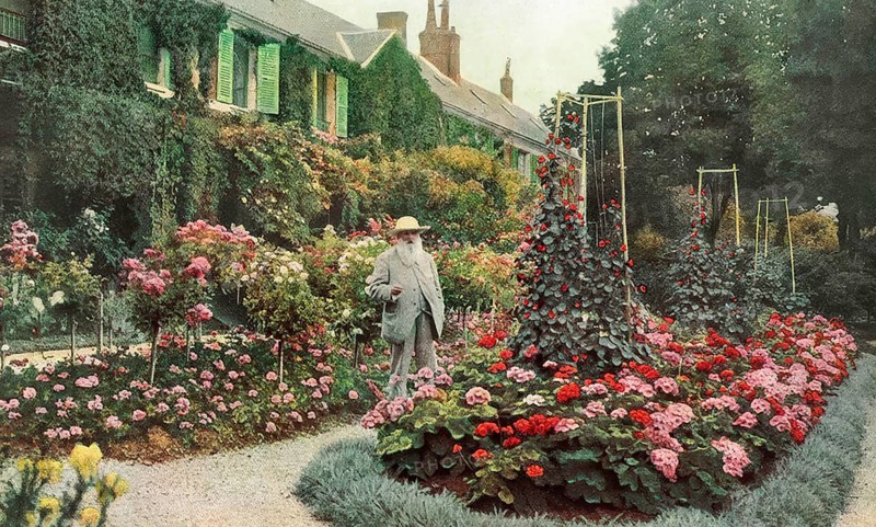 Portrait of Claude Monet, garden at Giverny, 1840 – 1926, French painter and founder of Impressionism, digitally optimized based on a historical photograph, subsequently colored