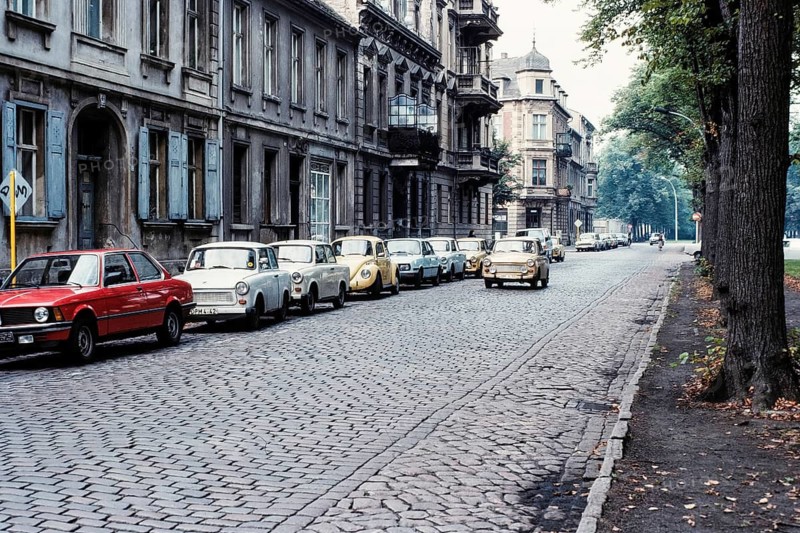 Historical photo street scene, Potsdam, 1990, Germany