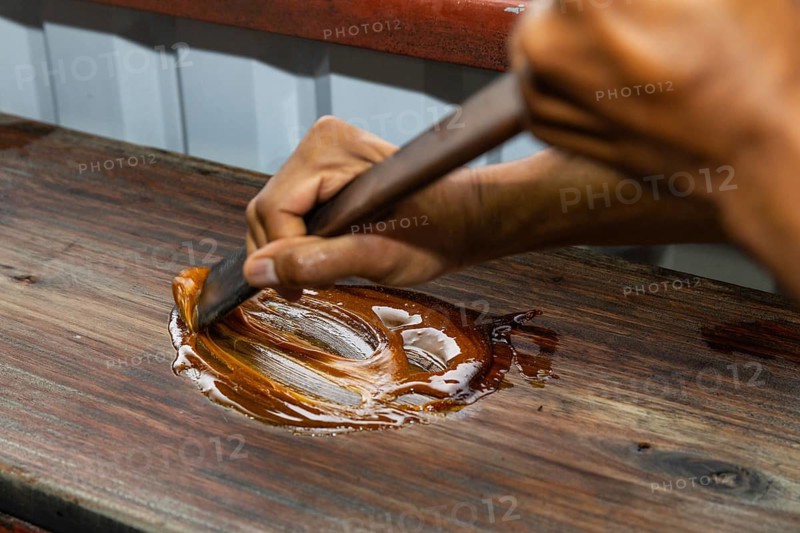 Heated sugar cane mass is ground into caramel (Saccharum officinarum), sweet grasses (Poaceae), Costa Rica