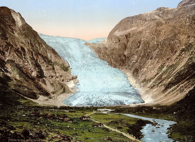 The Boiumsbrae Glacier in the Sognefjord, Norway, around 1895, Historical, digitally restored reproduction from a 19th century original, Record date not stated