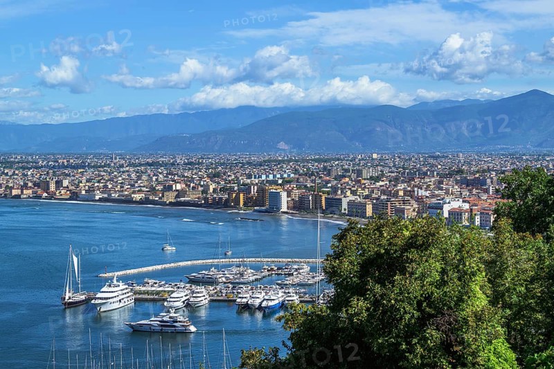 View of Castellammare di Stabia and Mount Vesuvius, Naples, Italy