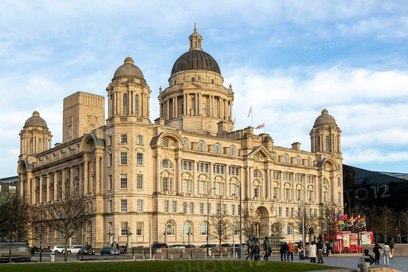 Port of LIverpool building, Pier Head, Liverpool, England, UK from River Mersey, 1907 architect Sir Arnold Thornely