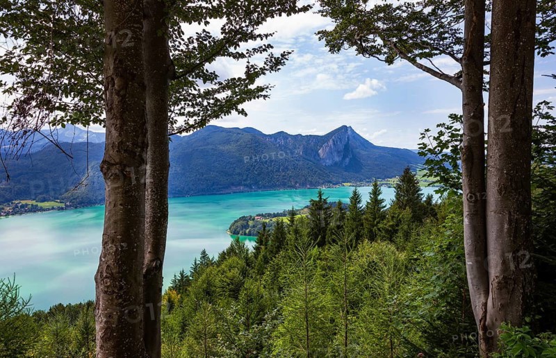View from Hollerberg to Mondsee with Drachenwand, Mondseeland, Salzkammergut, Upper Austria, Austria