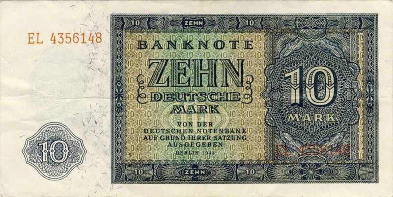 Banknote, Banknote, 10 Deutsche Mark, 1948, Germany, Reproduction of a historical banknote