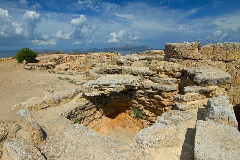 Spain, Balearic Islands, island Majorca, Son Baulo necropolis of Son Real, tombs, prehistoric cemetery, north coast, necropolis, burial site, Majorca, Balearic Islands, Spain