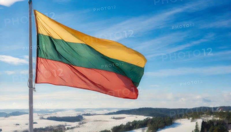 The flag of Lithuania flutters in the wind, Lithuania, Lithuania, Europe, europe, travel, travel, creative