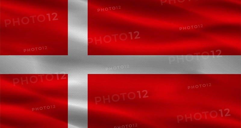Danish flag with fabric texture. Realistic flag of Denmark waving