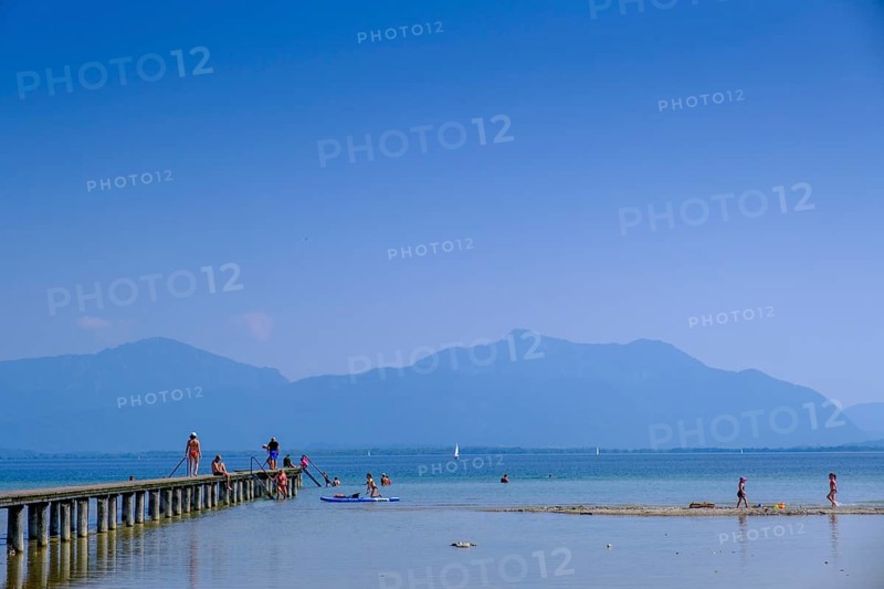 Seebad, Freibad, Strandbad, Seebruck am Chiemsee, Chiemgau, Upper Bavaria, Bavaria, Germany