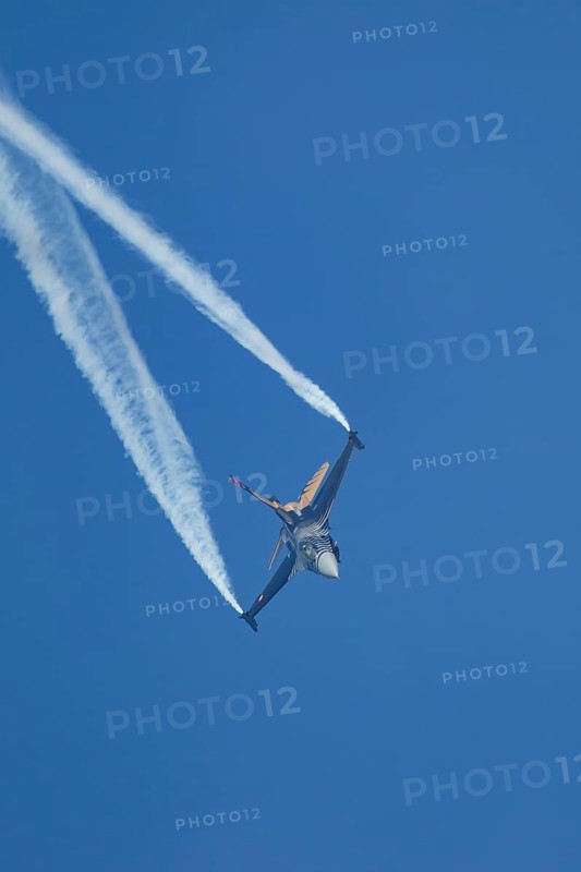 General Dynamics F-16 Fighting Falcon aircraft in Turkish air force colours flying, England, United Kingdom