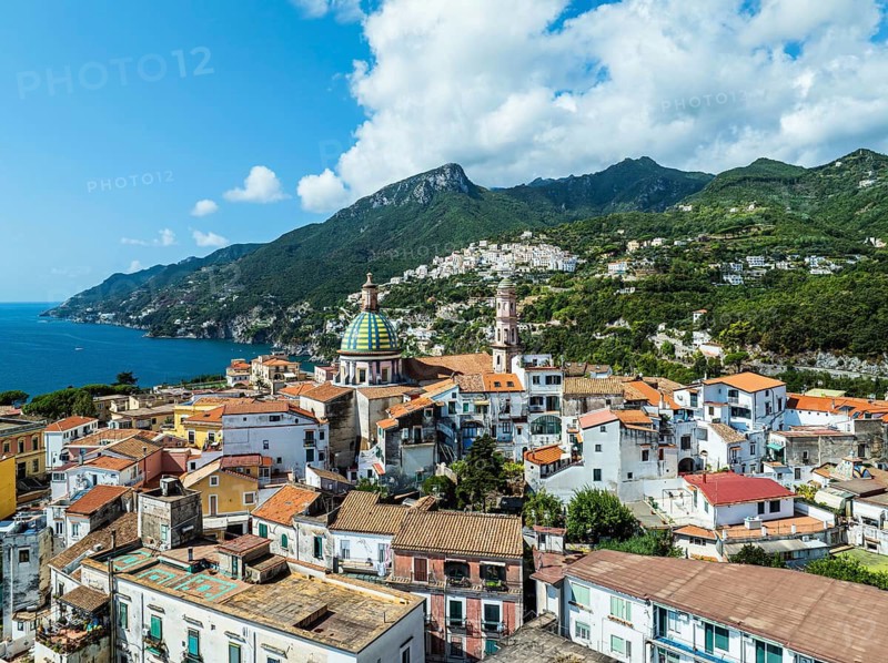 Vietri sul Mare from a drone, Amalfi Coast, Salerno, Campania, Italy