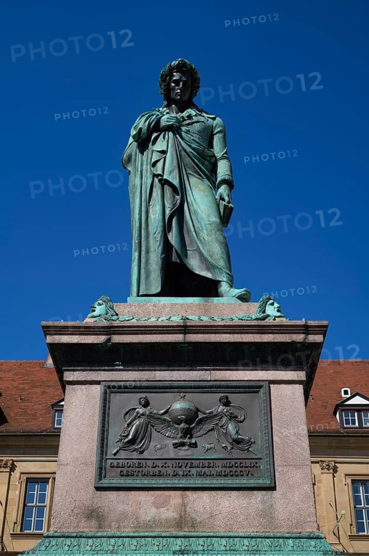 Schiller Memorial to Friedrich Schiller, Schillerplatz, Old Town, Stuttgart, Baden-Württemberg, Germany