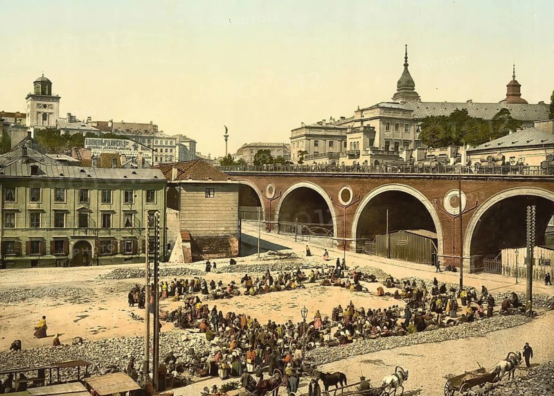 Nowo, Nowy Zjazd Street in the Old Town in Warsaw, Poland, c. 1890, Historic, digitally enhanced reproduction of a photochrome print from 1895