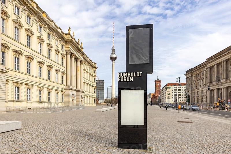 City Palace and Humboldt Forum. Redesign of the Town Hall and Marx-Engels Forum. TV tower. Berlin, Germany