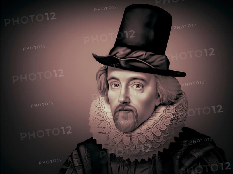 Portrait of Sir Francis Bacon, Baron Baco of Verulam, 1561 - 1626, English lawyer, statesman, essayist, historian, intellectual reformer, philosopher and scientist, digitally edited