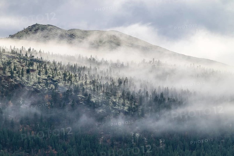 Evening fog in the mountains, Alvdal Vestfjell, Hedmark, Innlandet, Norway, October 2025