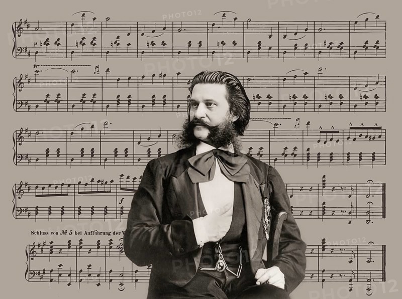 Johann Baptist Strauss II, 1825 – 1899, Austrian composer and violinist, 1879, digitally edited, notesheet from „The Blue Danube“