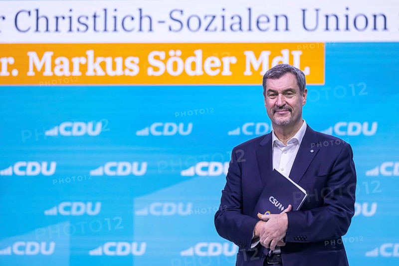 38th Federal Party Congress of the CDU of Germany in Stuttgart. Greetings from Markus Söder, party leader of the sister party CSU and Minister-President of the Free State of Bavaria. Stuttgart, Baden-Württemberg, Germany