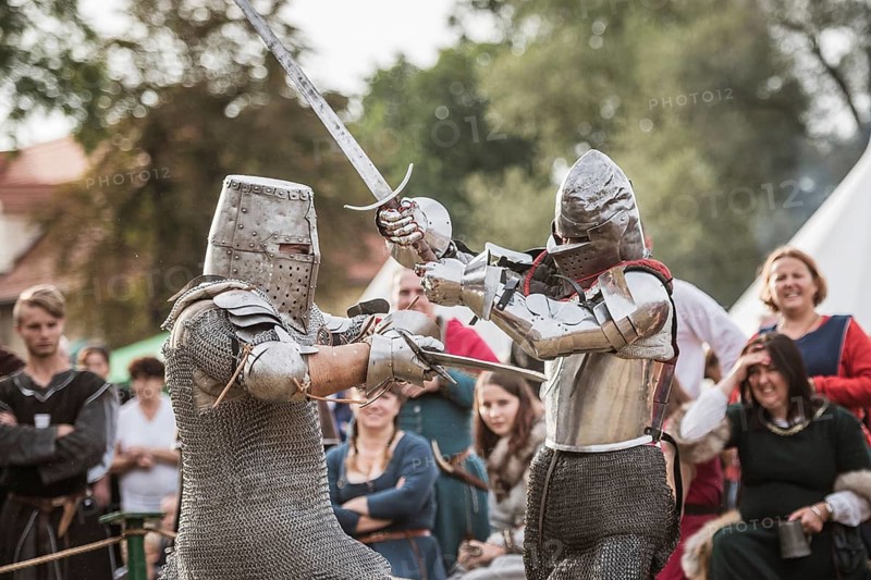 LUBIAZ, POLAND - AUGUST 25, 2018: Monastery Siege - historical staging. Knights tournament