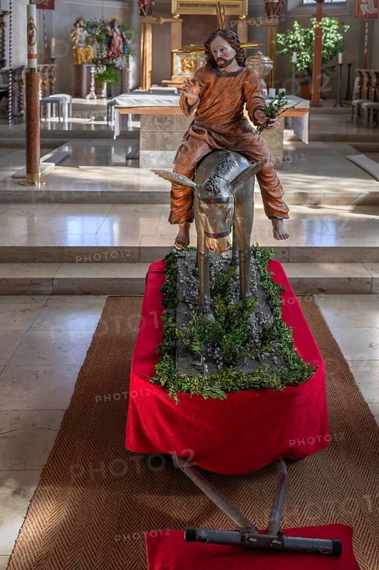 Palmesel in the parish church of St Nicholas, Oberthingau, Ostallgäu, Bavaria, Germany