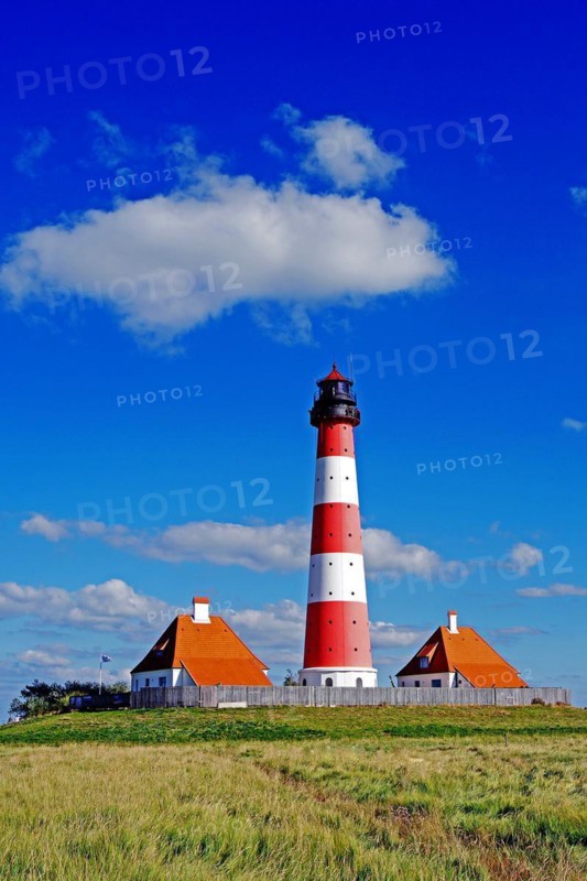 The lighthouse of Westerhever near St. Peter Ording, Westerheversand, Schleswig-Holstein, Federal Republic of Germany