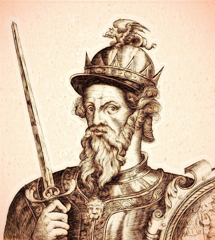 William I, ca. 1028, 1087, known as William the Conqueror, the first Norman King of England