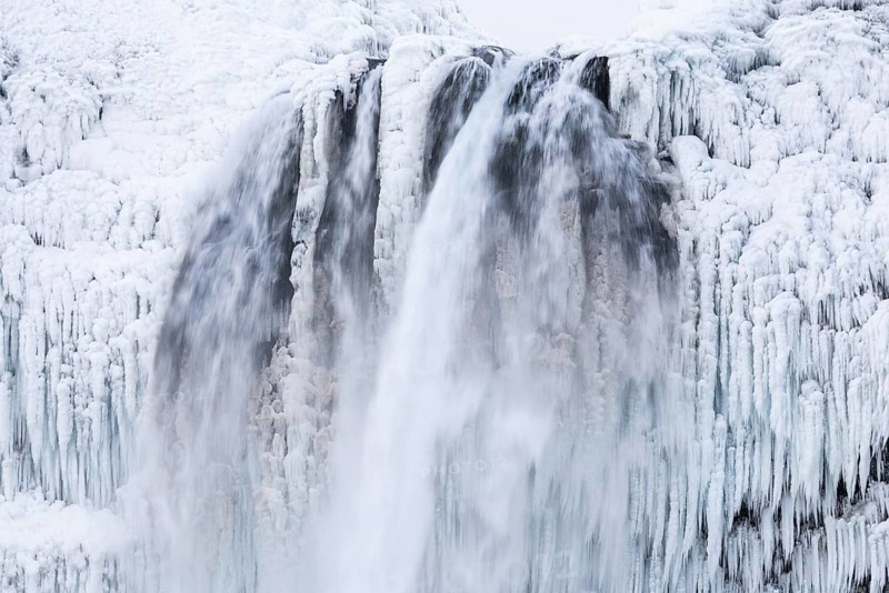 Seljalandsfoss, Rangárþing eystra, waterfall, ice, snow, winter, Hella, Iceland, Scandinavia
