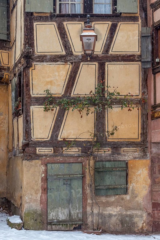 Historic house facade, Riquewihr, Alsace, France