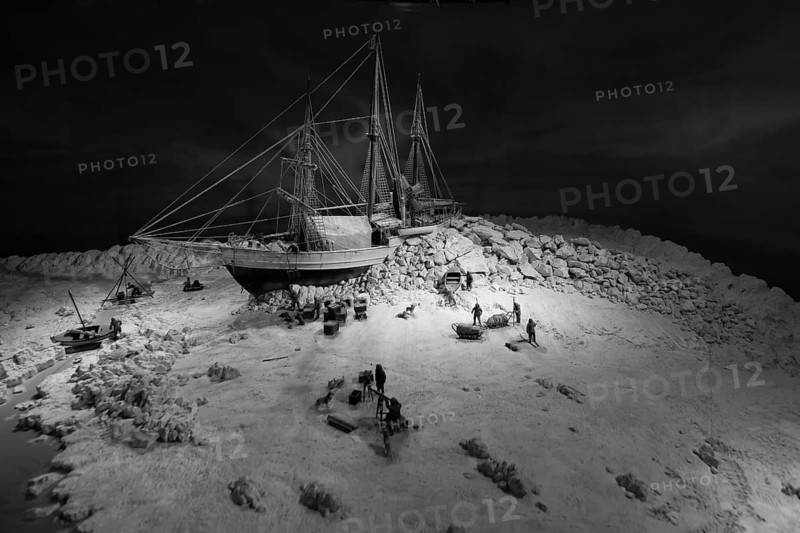 Model of the Fram in the pack ice, historic polar research ship Fram by Fridtjof Nansen and Roald Amundsen, Fram Museum, Fram Museum (Museum of Polar Expeditions), Bygdøy Museum Island, Oslo, Norway