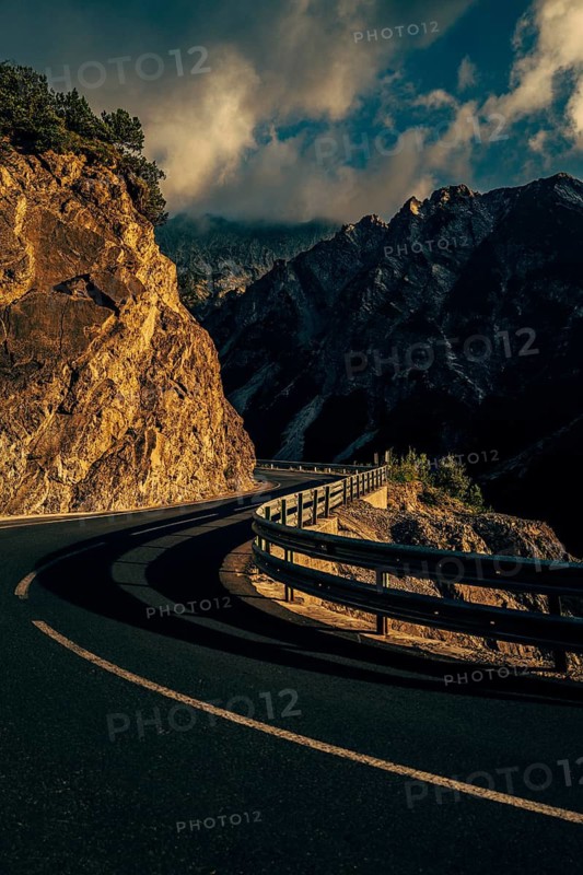 Hahntennjoch pass road in Tyrol in Lechtal, Austria