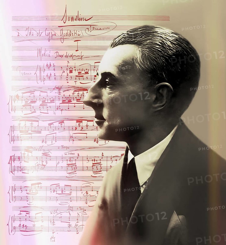 Joseph Maurice Ravel, 1875 – 1937, French composer, pianist and conductor, leading musician in Impressionism, 1925, sheet music from Sonatine, premier mouvement, 1905, digitally edited