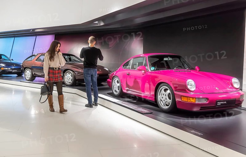 Porsche Museum Stuttgart-Zuffenhausen. The automotive museum of Dr. Ing. h.c. F. Porsche AG shows racing cars and iconic cars from automotive history. Stuttgart, Baden-Württemberg, Germany