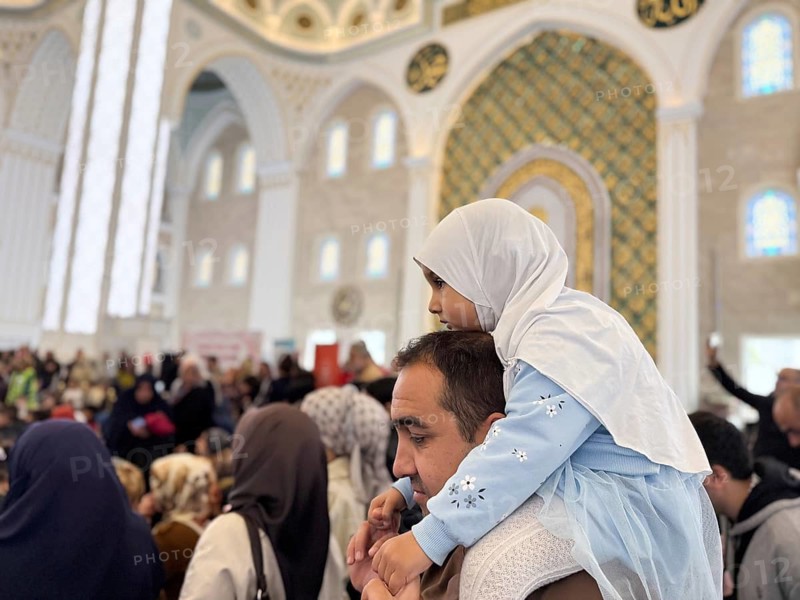 Dozens of Muslim children participate in indoor entertainment event inside a grand mosque during the Eid al-Fitr celebrations celebrated by Muslims in the Middle East and around the world in Gaziantep, Turkey on March 28, 2026, Gaziantep, Turkey