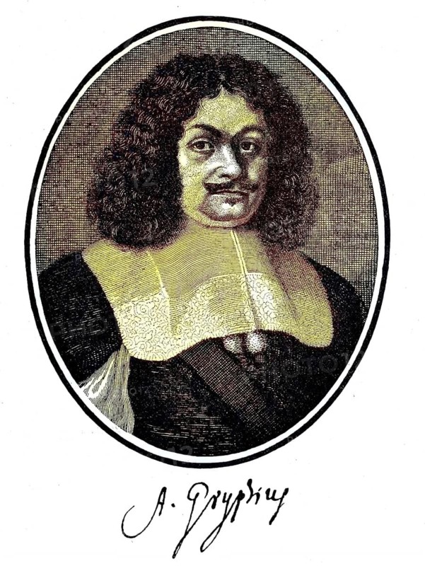 Andreas Gryphius, 2 October 1616, 16 July 1664, actually Andreas Greif, was a German poet and playwright of the Baroque period, digital reproduction of an original from the 19th century, original date unknown
