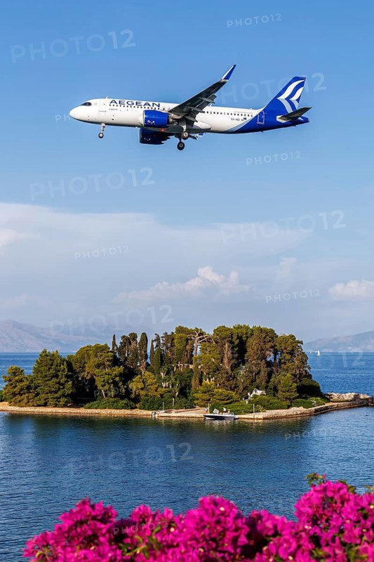 An Airbus A320neo aircraft of Aegean Airlines with the registration SX-NEI at the airport in Corfu, Greece