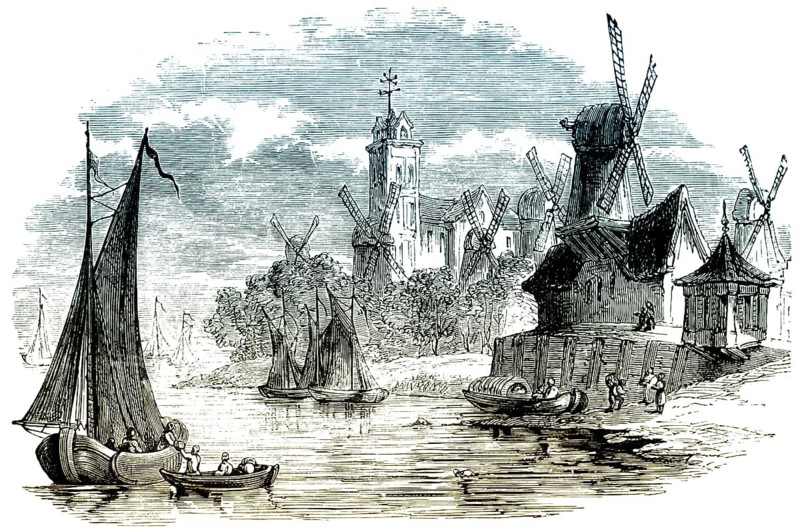 Historical cityscape of Dordrecht, 16th century, Netherlands, Europe, Historische Stadtansicht von Dordrecht, eine Stadt in der niederländischen Provinz Südholland, 16. Jahrhundert