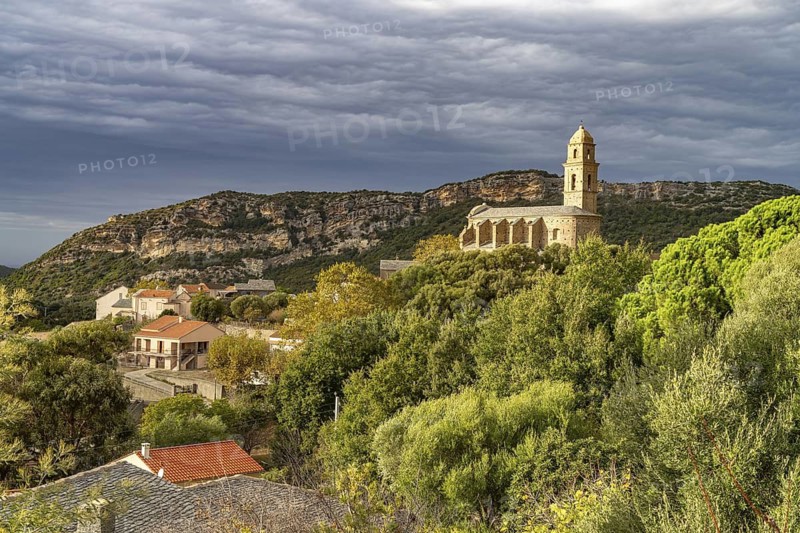 The church Eglise Saint Martin in Patrimonio, Cap Corse, Corsica, France