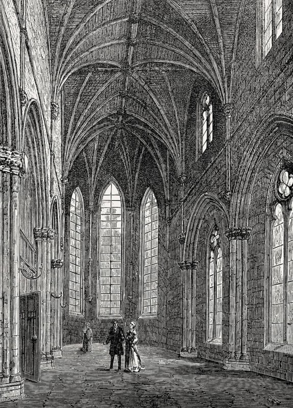 Reconstruction, Trinity College Kirk, a royal collegiate church demolished in 1848, Edinburgh, Scotland, 19th century