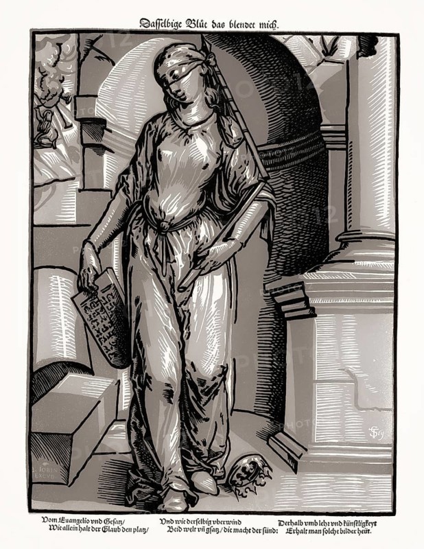 Tobias Stimmer, 16th century, The Old Covenant, personified by an allegorical female figure, facsimile of the 19th century