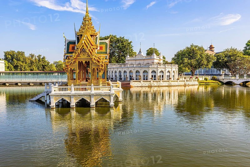 Open gilded pavilion, Buddhist temple complex, Thai King's Summer Palace, Bang Pa-In, near Ayutthaya, Thailand