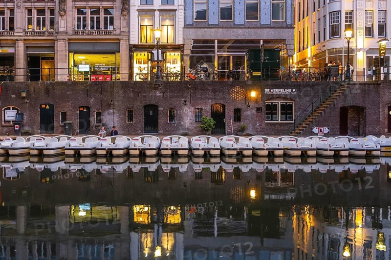 Gastronomy on the Oude Gracht in the city centre of Utrecht, Netherlands