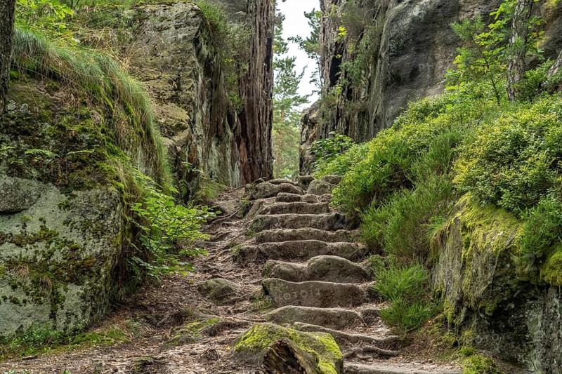 Mühlsteinbrüche hiking area near Jonsdorf in the Zittau Mountains, Upper Lusatia, Saxony, Germany