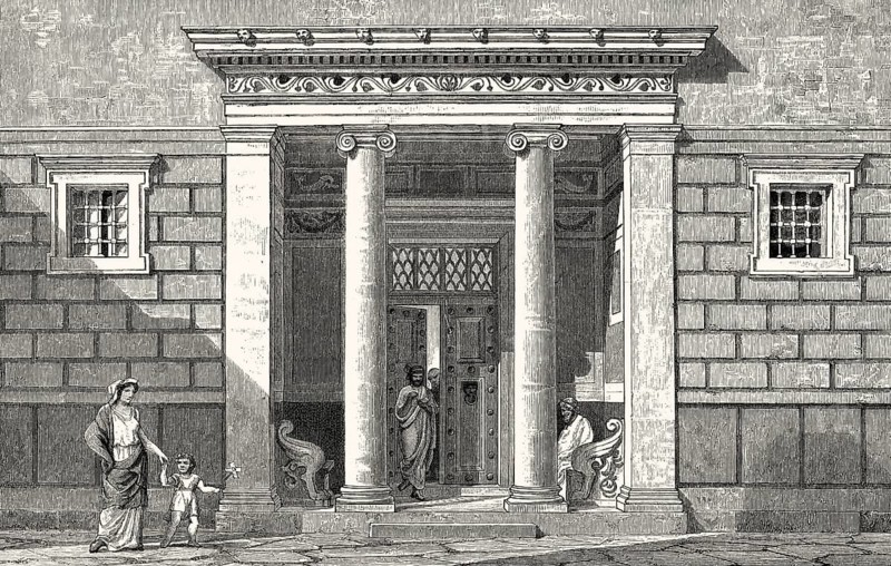 The entrance of a house in ancient Greece
