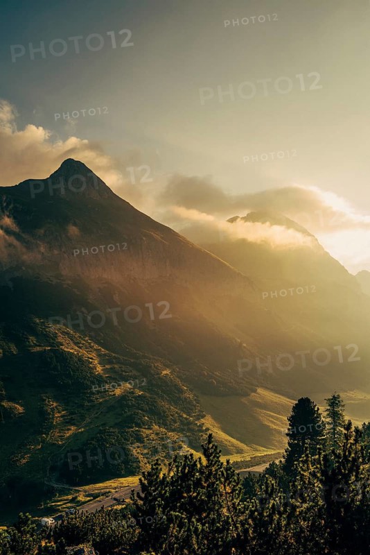 Hahntennjoch pass road in Tyrol in Lechtal, Austria